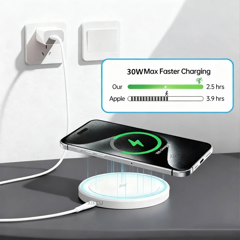 Magnetic Wireless Charger Desktop Pad for Magsafe Iphone 17 16 15 14 13 Pro Max Samsung Type C Magnet Fast Charging Phone Stand